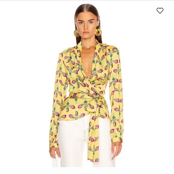 PatBO Yellow Floral Wrap Blouse - Picture 1 of 7